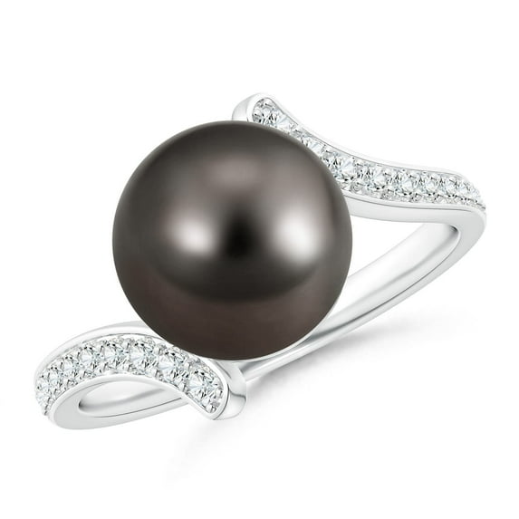 ANGARA Tahitian Cultured Pearl Bypass Ring in 14K White Gold for Women | June Birthstone, Birthday, Anniversary, Jewelry Gift for Women | Pearl Ring