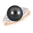 thumbnail image 1 of ANGARA Tahitian Cultured Pearl Bypass Ring with Diamond Trio in 14K Rose Gold for Women | June Birthstone, Birthday, Anniversary, Jewelry Gift for Women | Pearl Ring, 1 of 8