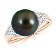 thumbnail image 1 of ANGARA Tahitian Cultured Pearl Bypass Ring with Diamond Trio in 14K Rose Gold for Women | June Birthstone, Birthday, Anniversary, Jewelry Gift for Women | Pearl Ring, 1 of 9