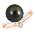 thumbnail image 1 of ANGARA Tahitian Cultured Pearl Chevron Ring with Diamond in 14K Rose Gold for Women | June Birthstone, Birthday, Anniversary, Jewelry Gift for Women | Pearl Ring, 1 of 9