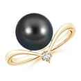 thumbnail image 1 of ANGARA Tahitian Cultured Pearl Chevron Ring with Diamond in 14K Yellow Gold for Women | June Birthstone, Birthday, Anniversary, Jewelry Gift for Women | Pearl Ring, 1 of 9