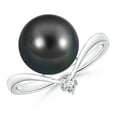 thumbnail image 1 of ANGARA Tahitian Cultured Pearl Chevron Ring with Diamond in 925 Sterling Silver for Women | June Birthstone, Birthday, Anniversary, Jewelry Gift for Women | Pearl Ring, 1 of 9
