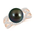thumbnail image 1 of ANGARA Tahitian Cultured Pearl Criss-Cross Shank Ring in 14K Rose Gold for Women | June Birthstone, Birthday, Anniversary, Jewelry Gift for Women | Pearl Ring, 1 of 9