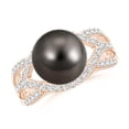 thumbnail image 1 of ANGARA Tahitian Cultured Pearl Criss-Cross Shank Ring in 14K Rose Gold for Women | June Birthstone, Birthday, Anniversary, Jewelry Gift for Women | Pearl Ring, 1 of 9