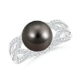thumbnail image 1 of ANGARA Tahitian Cultured Pearl Criss-Cross Shank Ring in 14K White Gold for Women | June Birthstone, Birthday, Anniversary, Jewelry Gift for Women | Pearl Ring, 1 of 8