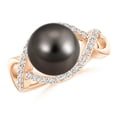 thumbnail image 1 of ANGARA Tahitian Cultured Pearl Infinity Ring with Diamonds in 14K Rose Gold for Women | June Birthstone, Birthday, Anniversary, Jewelry Gift for Women | Pearl Ring, 1 of 5