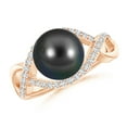 thumbnail image 1 of ANGARA Tahitian Cultured Pearl Infinity Ring with Diamonds in 14K Rose Gold for Women | June Birthstone, Birthday, Anniversary, Jewelry Gift for Women | Pearl Ring, 1 of 5