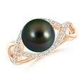 thumbnail image 1 of ANGARA Tahitian Cultured Pearl Infinity Ring with Diamonds in 14K Rose Gold for Women | June Birthstone, Birthday, Anniversary, Jewelry Gift for Women | Pearl Ring, 1 of 5
