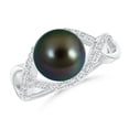 thumbnail image 1 of ANGARA Tahitian Cultured Pearl Infinity Ring with Diamonds in 14K White Gold for Women | June Birthstone, Birthday, Anniversary, Jewelry Gift for Women | Pearl Ring, 1 of 5