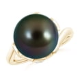 thumbnail image 1 of ANGARA Tahitian Cultured Pearl Olive Leaf Bypass Ring in 14K Yellow Gold for Women | June Birthstone, Birthday, Anniversary, Jewelry Gift for Women | Pearl Ring, 1 of 8