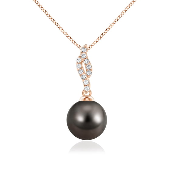 ANGARA Tahitian Cultured Pearl Pendant with Flame Motif in 14K Rose Gold for Women | June Birthstone, Birthday, Anniversary, Jewelry Gift for Women | Pearl Necklace