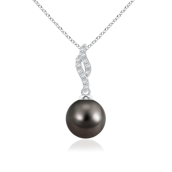 ANGARA Tahitian Cultured Pearl Pendant with Flame Motif in 14K White Gold for Women | June Birthstone, Birthday, Anniversary, Jewelry Gift for Women | Pearl Necklace
