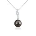 thumbnail image 1 of ANGARA Tahitian Cultured Pearl Pendant with Flame Motif in Platinum for Women | June Birthstone, Birthday, Anniversary, Jewelry Gift for Women | Pearl Necklace, 1 of 7
