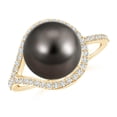 thumbnail image 1 of Angara Tahitian Cultured Pearl Ring with Diamond Loop in 14K Yellow Gold for Women | June Birthstone Jewelry for Her, 1 of 7