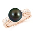 thumbnail image 1 of ANGARA Tahitian Cultured Pearl Ring with Flush-Set Diamonds in 14K Rose Gold for Women | June Birthstone, Birthday, Anniversary, Jewelry Gift for Women | Pearl Ring, 1 of 8