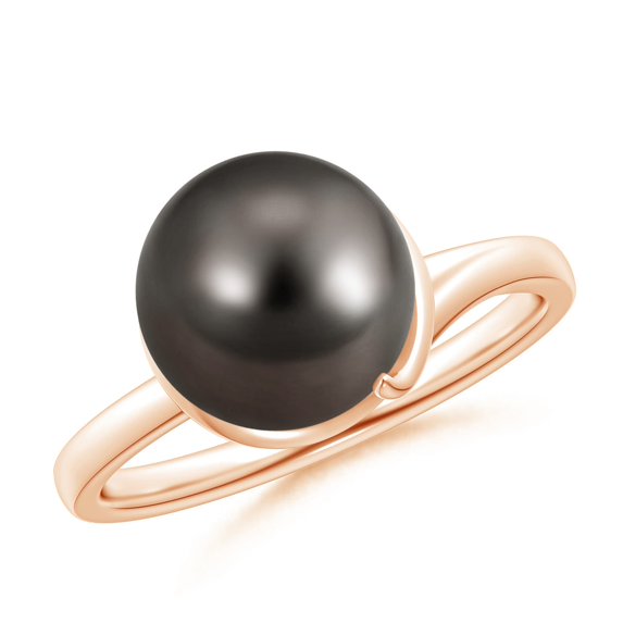 ANGARA Tahitian Cultured Pearl Ring with Spiral Metal Loop in 14K Rose Gold for Women | June Birthstone, Birthday, Anniversary, Jewelry Gift for Women | Pearl Ring