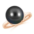 thumbnail image 1 of Angara Tahitian Cultured Pearl Ring with Spiral Metal Loop in 14K Rose Gold for Women | June Birthstone Jewelry for Her, 1 of 5