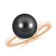 thumbnail image 1 of Angara Tahitian Cultured Pearl Ring with Spiral Metal Loop in 14K Rose Gold for Women | June Birthstone Jewelry for Her, 1 of 5