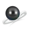 thumbnail image 1 of Angara Tahitian Cultured Pearl Ring with Spiral Metal Loop in 14K White Gold for Women | June Birthstone Jewelry for Her, 1 of 5