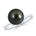 thumbnail image 1 of ANGARA Tahitian Cultured Pearl Ring with Spiral Metal Loop in 14K White Gold for Women | June Birthstone, Birthday, Anniversary, Jewelry Gift for Women | Pearl Ring, 1 of 5