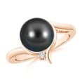 thumbnail image 1 of ANGARA Tahitian Cultured Pearl Solitaire Ring with Diamond in 14K Rose Gold for Women | June Birthstone, Birthday, Anniversary, Jewelry Gift for Women | Pearl Ring, 1 of 7