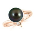 thumbnail image 1 of Angara Tahitian Cultured Pearl Solitaire Ring with Diamond in 14K Rose Gold for Women | June Birthstone Jewelry for Her, 1 of 7