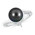 thumbnail image 1 of Angara Tahitian Cultured Pearl Solitaire Ring with Diamond in 925 Sterling Silver for Women | June Birthstone Jewelry for Her, 1 of 7