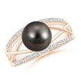 thumbnail image 1 of ANGARA Tahitian Cultured Pearl and Diamond Criss-Cross Ring in 14K Rose Gold for Women | June Birthstone, Birthday, Anniversary, Jewelry Gift for Women | Natural Pearl Ring, 1 of 9