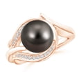 thumbnail image 1 of Angara Tahitian Cultured Pearl and Diamond Loop Ring in 14K Rose Gold for Women | June Birthstone Jewelry for Her, 1 of 8