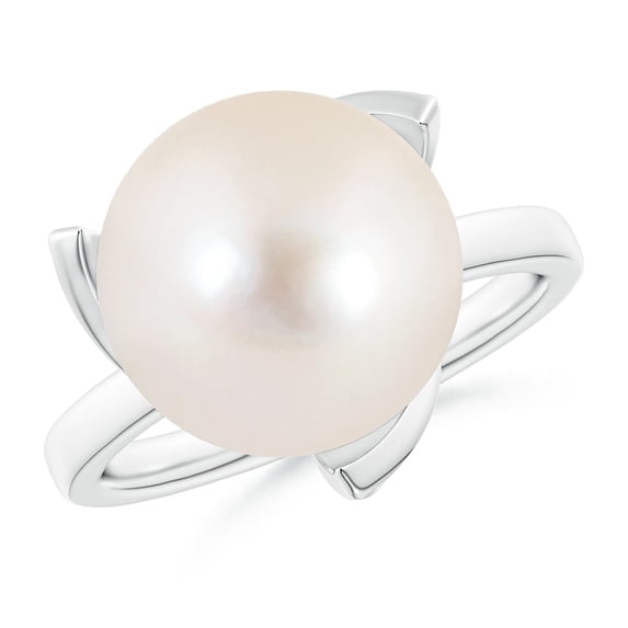 ANGARA Trillium Freshwater Cultured Pearl Solitaire Ring in 14K White Gold for Women | June Birthstone, Birthday, Anniversary, Jewelry Gift for Women | Pearl Ring