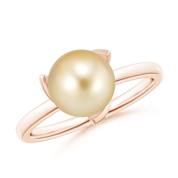ANGARA Trillium Golden South Sea Cultured Pearl Solitaire Ring in 14K Rose Gold for Women | June Birthstone, Birthday, Anniversary, Jewelry Gift for Women | Pearl Ring