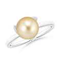 thumbnail image 1 of ANGARA Trillium Golden South Sea Cultured Pearl Solitaire Ring in 14K White Gold for Women | June Birthstone, Birthday, Anniversary, Jewelry Gift for Women | Pearl Ring, 1 of 8