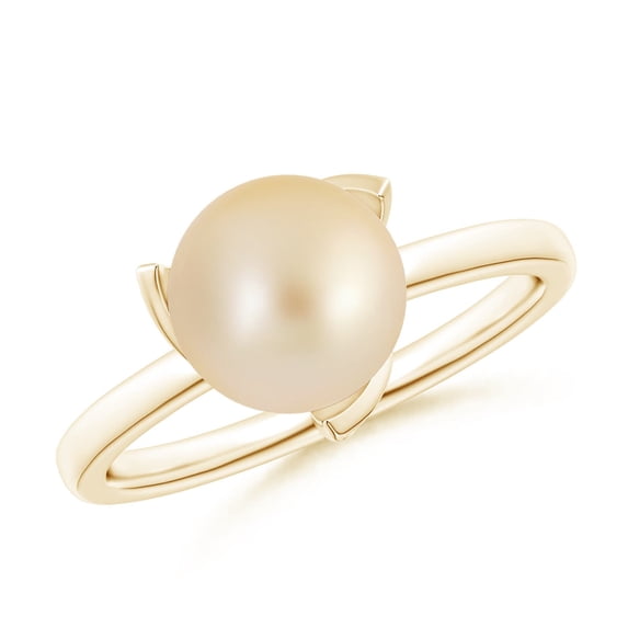 ANGARA Trillium Golden South Sea Cultured Pearl Solitaire Ring in 14K Yellow Gold for Women | June Birthstone, Birthday, Anniversary, Jewelry Gift for Women | Pearl Ring