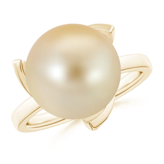 ANGARA Trillium Golden South Sea Cultured Pearl Solitaire Ring in 14K Yellow Gold for Women | June Birthstone, Birthday, Anniversary, Jewelry Gift for Women | Pearl Ring
