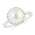 thumbnail image 1 of ANGARA Victorian Style South Sea Cultured Pearl and Diamond Ring in 14K White Gold for Women | June Birthstone, Birthday, Anniversary, Jewelry Gift for Women | Pearl Ring, 1 of 5