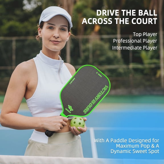 Angbdo Pickleball Paddle Hot-Pressed One-Piece Cloth-Textured Titanium Gold Wire Green Single Pack