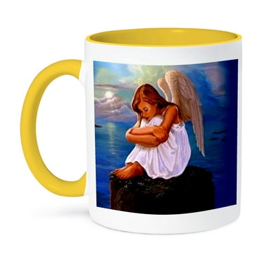 3dRose, Angel, 11oz Two-Tone Yellow Mug