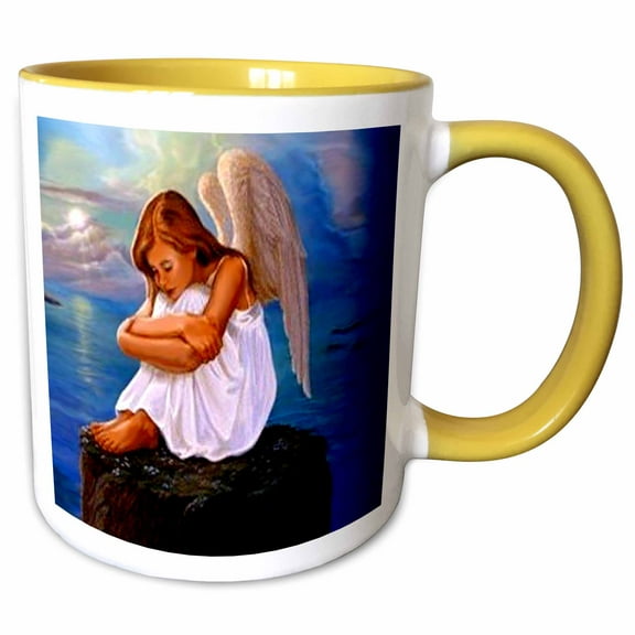 3drose, Angel, 11oz Two-tone Yellow Mug