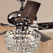 Angel 3-light Crystal Chandelier 5-blade 43-inch Brown Ceiling Fan (Optional Remote)