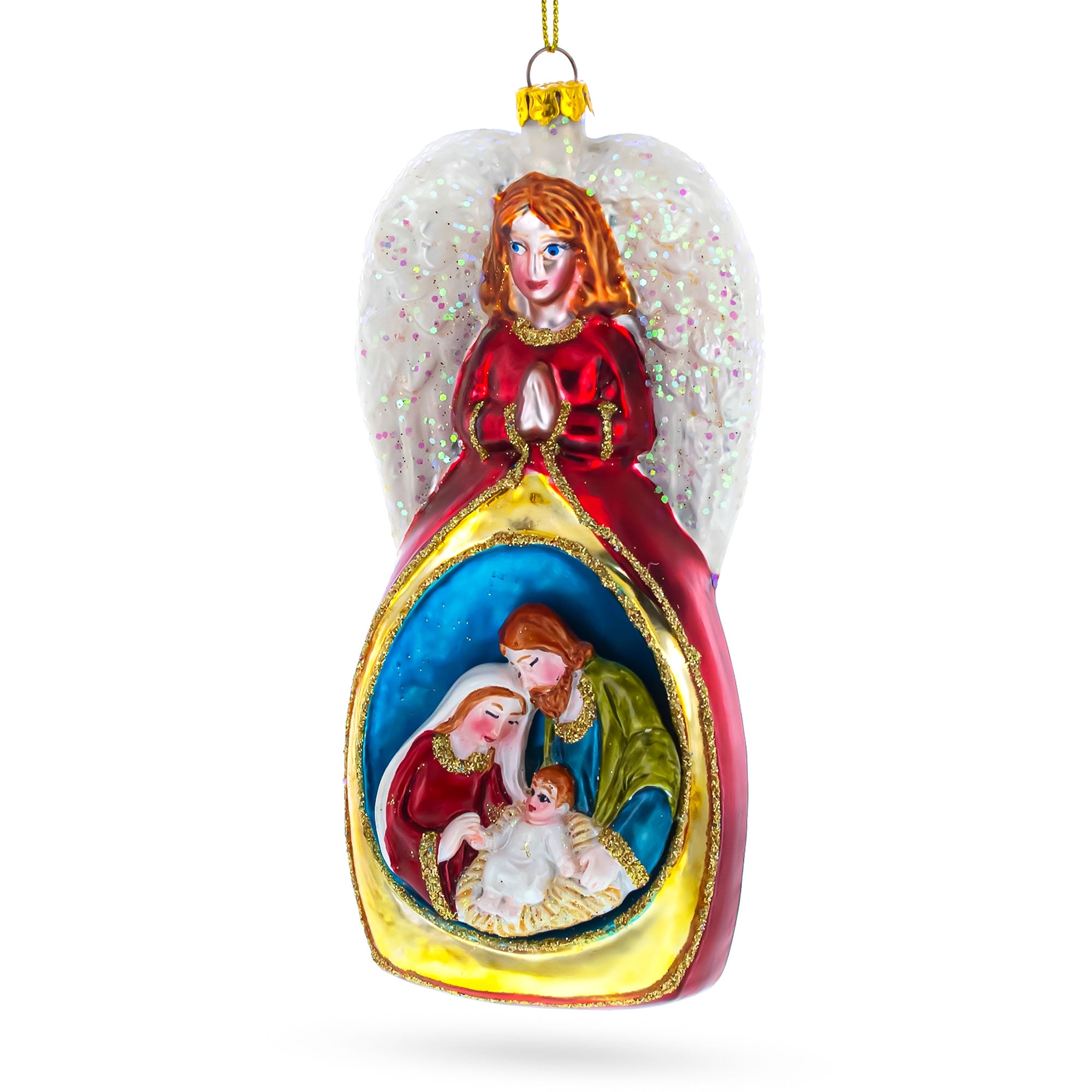 Guardian Angel over Nativity Glass Christmas Ornament - Walmart.com