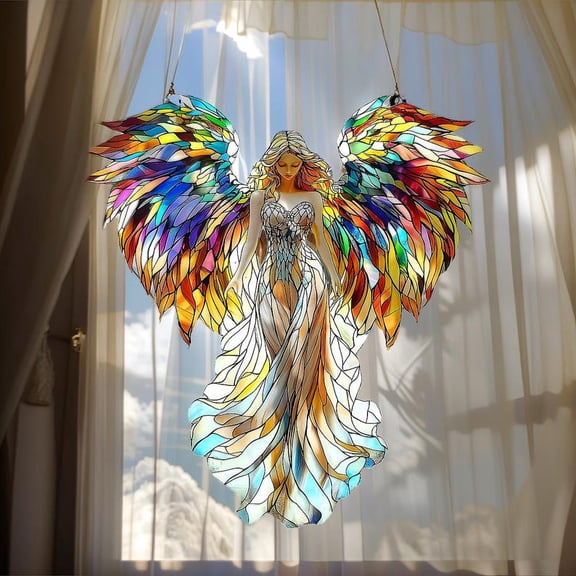 Angel Acrylic Suncatcher, Rainbow Angel Wings Window Hanging, Angel decorations, Spiritual Home Decor Gift, Valentine Gift