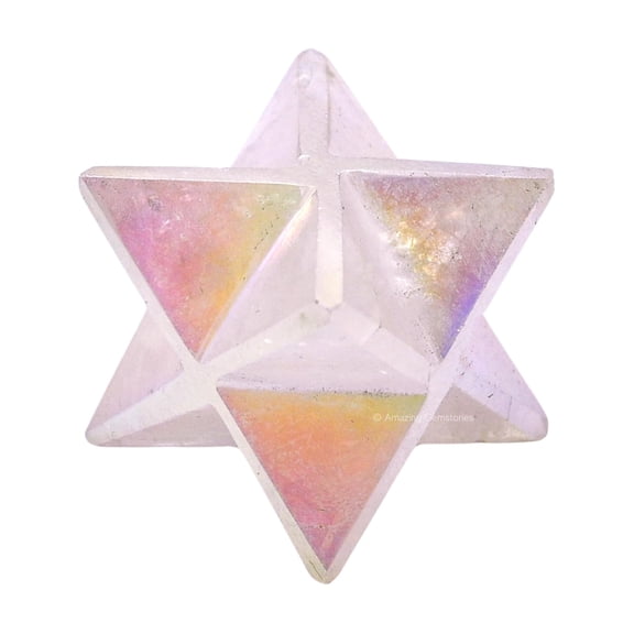 Angel Aura Rose Quartz Crystal Merkaba Star (0.75" Inches)