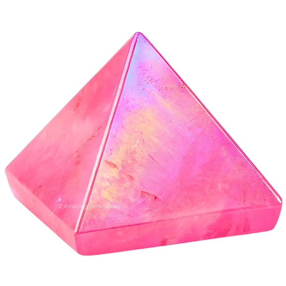 Angel Aura Rose Quartz Pyramid Crystal Healing Stones - 1" Inch