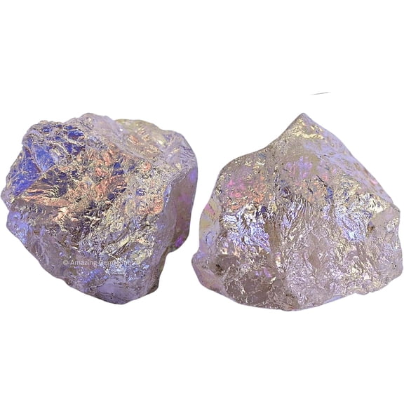 Angel Aura Rose Quartz Crystal Raw Stones (2 Pieces)