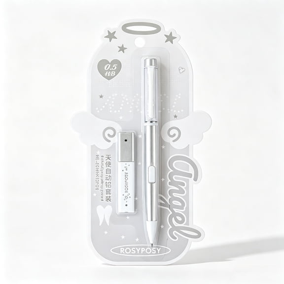 Angel Automatic Pencil Set 0.5HB Glitter Crystal Mechanical Pencil Push Button Cute Writing Tools