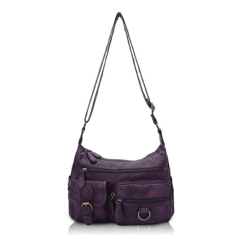 Angel Barcelo Women Multi Pocket Crossbody Bag Travel Casual Shoulder Bag Women s Size Large Purple