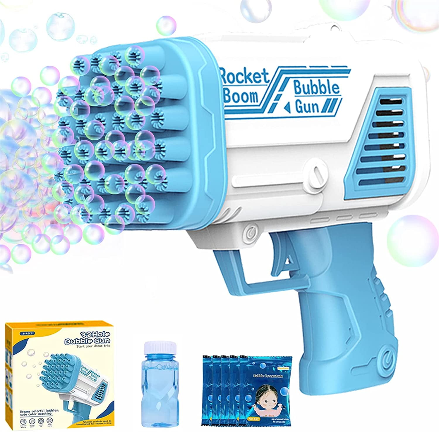 Bubble Gun Toys Electric Automatic Soap Rocket Boom Bubbles Makers For  Portable Outdoor Kids Gifts LED Light Wedding Party Toy