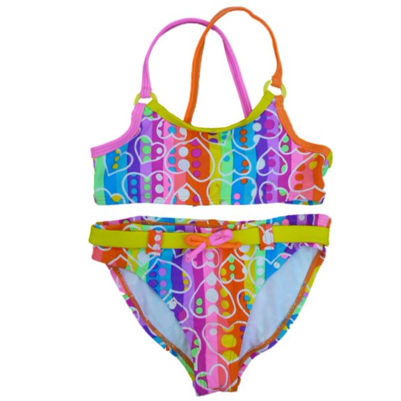 Angel Beach Girls Neon Striped Bikini Swimming Suit Swim Bathing Suit 2 PC 4
