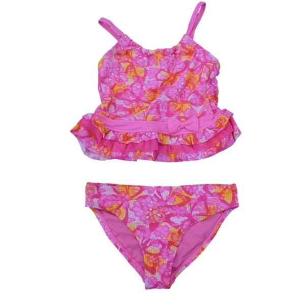 Angel Beach Girls Pink Floral Print Swimming Suit Swim Tankini Bathing Suit 2 PC 5