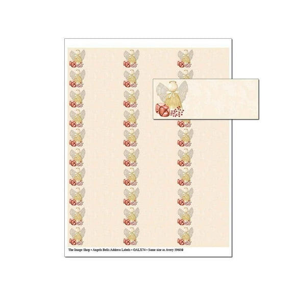 Angel Bells 30-Up Address Labels - 5 Sheets/150 Labels Total - 1" x 2.625" (oalx74)